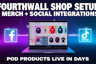 setup fourthwall shop, merch store pod products and social media integrations