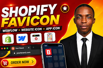 design shopify favicon, webflow favicon, website icon and mobile app icon