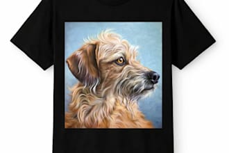 create a custom pet portrait design for t shirts, hoodies, and pod merchandise