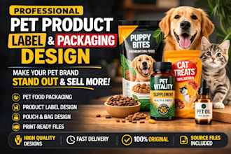 design modern pet product label and pet food packaging design