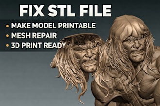 fix stl file for 3d printing, repair mesh, make model printable, edit stl