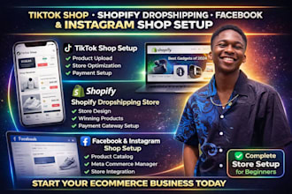 setup tiktok shop, fix tik tok shop, instagram shop shopify dropshipping store