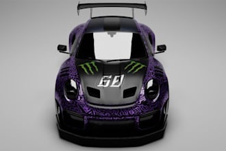 mold 3d realistic fiverm car,motorsport livery render, led light,4k 8k texture