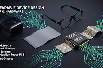 design wearable health device, smart glasses, esp32 band tracker and cloth pcb