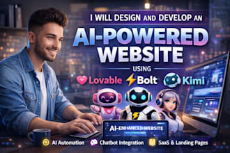 design and develop an ai powered website using rork ai, lovable, bolt and kimi