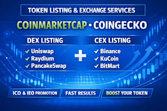 list crypto on coinmarketcap, coingecko and dex and cex exchange listing