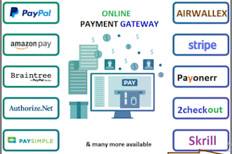 create or integrate verified payment gateway, airwallex, revolut, paypal, stripe