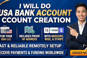 create US business wise, mercury, brex, slash, stripe, payoneer for non resident