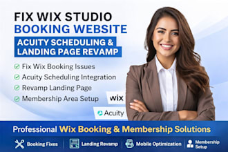 fix wix studio booking website acuity scheduling membership landing page revamp
