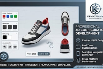 develop a professional 3d product configurator for website