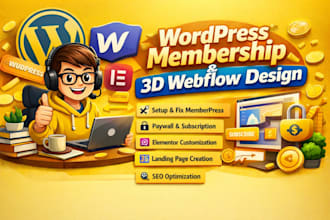 design webflow website convert figma to webflow, and setup wordpress membership