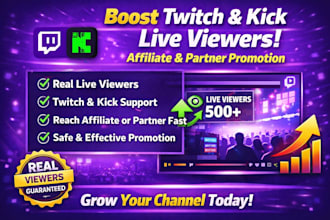 promote twitch and kick promotion to gain more live viewers on your livestream