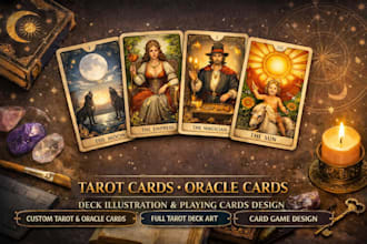 design unique tarot cards oracle cards deck illustration and playing cards