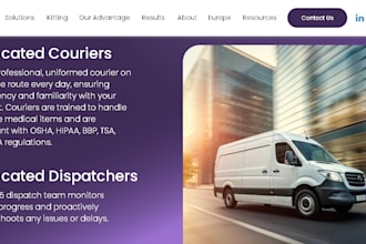 medical courier website design for healthcare logistics companies