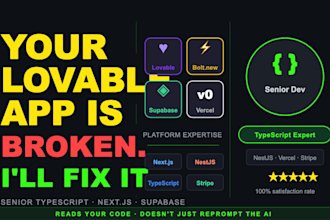 fix your lovable bolt v0 or supabase app as a senior typescript dev