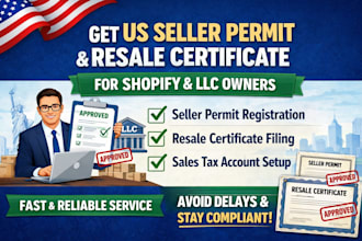 get US seller permit and resale certificate for shopify and llc