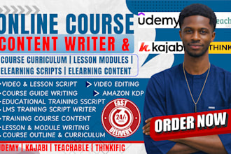 create online course content, curriculum, elearning scripts, course workbook lms