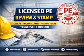 licensed review and stamp of civil and structural drawing mep framing plan tn or