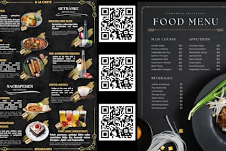 design restaurant menu, cafe menu, food menu and digital qr menu brandkit logo