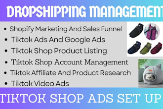 manage shopify dropshipping store,tiktok shop setup for shopify marketing expert