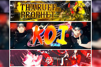 design custom anime banner vtuber youtube twitch banner profile banner
