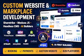 build medusa sharetribe durable 10web webnode odoo auction marketplace website