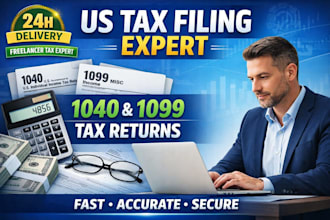 do 1040 tax preparation, freelancer 1099 tax filing and US tax return service