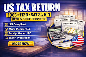 prepare and efile us tax return form 1065, 1120, 5472 and schedule k1