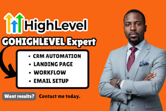 gohighlevel CRM automation workflow, landing page expert and ghl email campaign