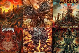 draw detailed dark art for metal band album cover and t shirt artwork
