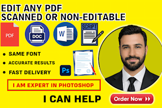 edit modify or fix scanned document or PDF files fast service