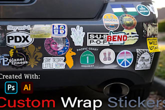 design sticker, vinyl, patch, badge, logo and decal or car bumper stickers