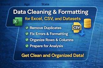 data cleaning and formatting for excel, CSV and datasets