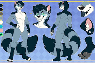 draw furry reference sheet, anthro nsfw furry,  fursona art character,  furry oc