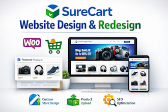design surecart ecommerce website development product listing seo optimization