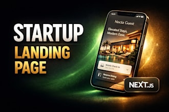develop a modern startup landing page using next