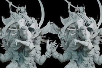 sculpt 3d character model, miniature, 3d head, toy, collectible figure, 3d print