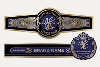 create a luxury cigar band, cigar label and premium cigar logo for your brand