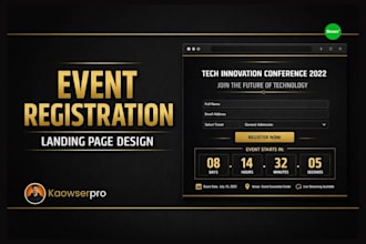 design a professional event registration landing page