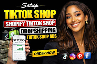 set up tiktok shop, facebook shop, instagram shop or shopify dropshipping store