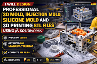 3d mold, injection mold silicone mold and 3d printing stl files using solidworks