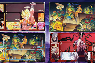 design fantasy anime pokemon yugioh style playmat, board game design mtg tcg art