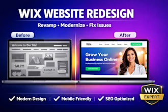 redesign wix website, revamp wix website or fix wix website issues