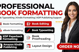 do  book formatting for amazon KDP, paperback formatting book layout typesetting