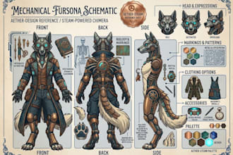 draw anthro ref sheet furry reference sheet anime ref sheet fursona ref sheet