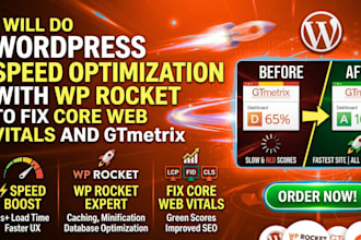 speed up your wordpress website and  fix core web vitals with wp rocket