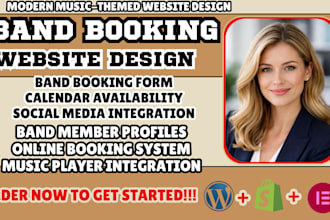 band booking website, music band website design, band booking platform