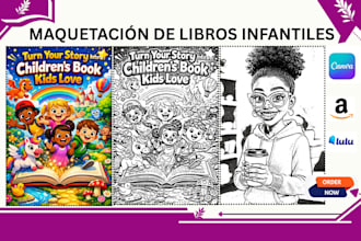 maquetación de libros infantiles, libro ilustrado para amazon KDP y diseño