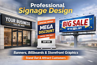 design professional signage, design storefront, business banners, or billboard