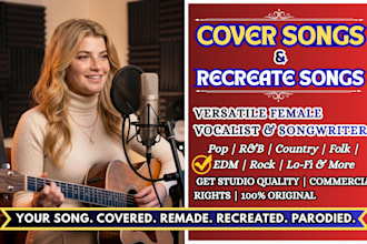 sing cover parody song, custom song as songwriter  female pop singer rock singer